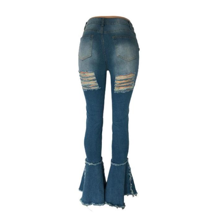 Lace Up Skinny Bell Bottoms Denim Jeans