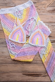 Hand Woven Colorful Bikini Top and Pants Set