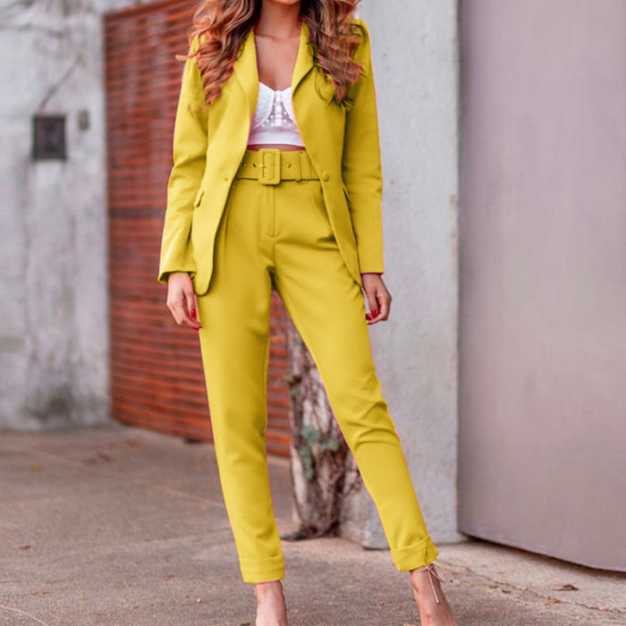 Lady Office Wear 2 Piece Blazer And Pant Suit 