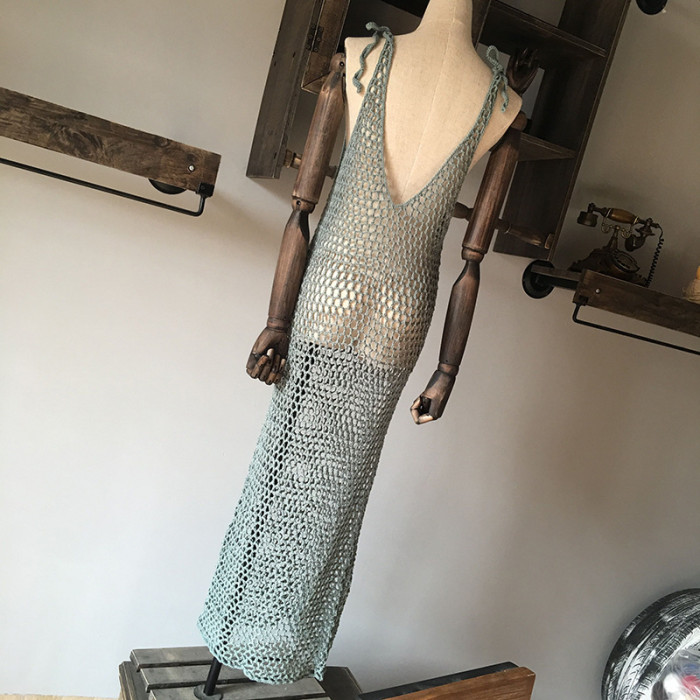 Bohemian Hand Knitted Fishnet Hollow Out Beach Dress
