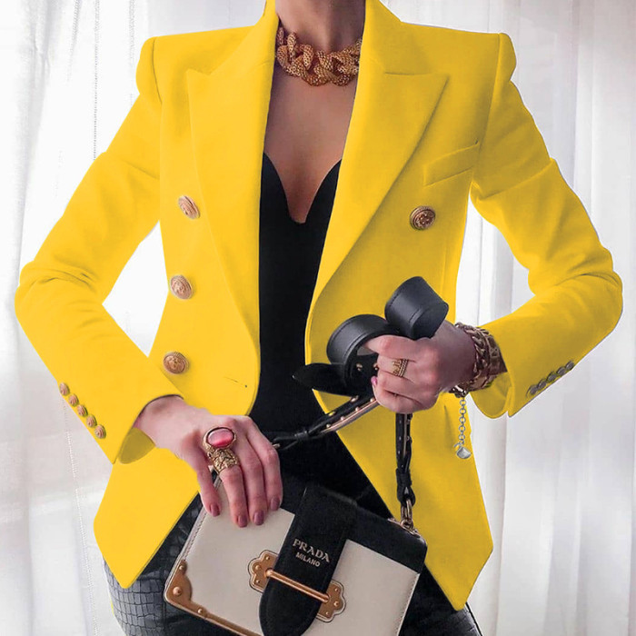 Women's Slim Fit Solid Color Fashion Casual Suit Short Coat