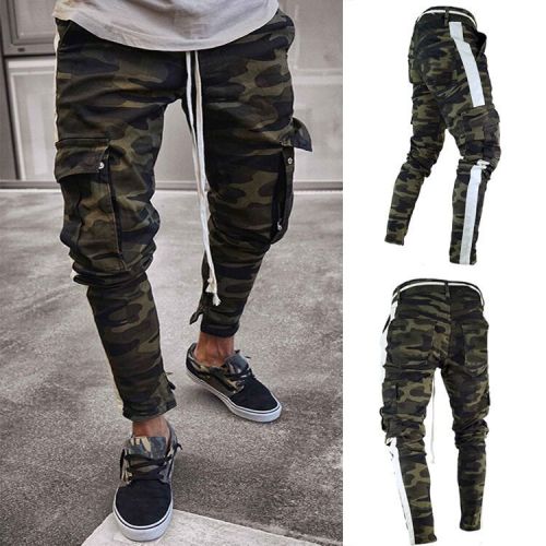 Men's Side Ribbon Camouflage small leg Jeans