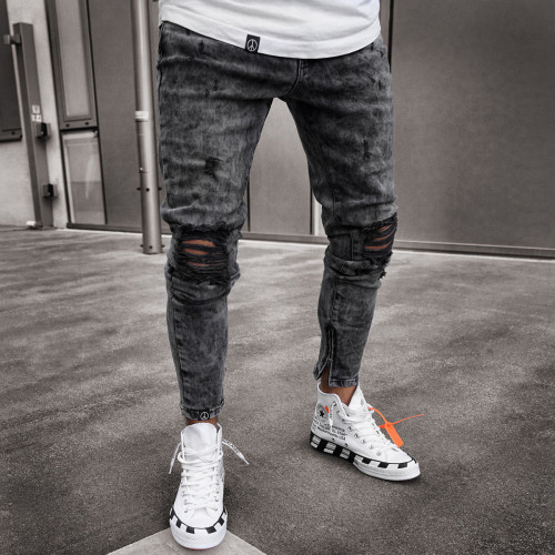 Men Black Ripped Slim Fit Skinny Jeans