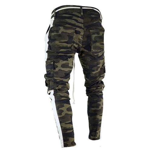 Men's Side Ribbon Camouflage small leg Jeans