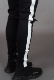 Men Ripped Side Ribbon Jeans