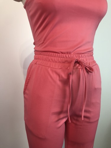 Sexy Vest Pants Belt Tether Two piece Suit