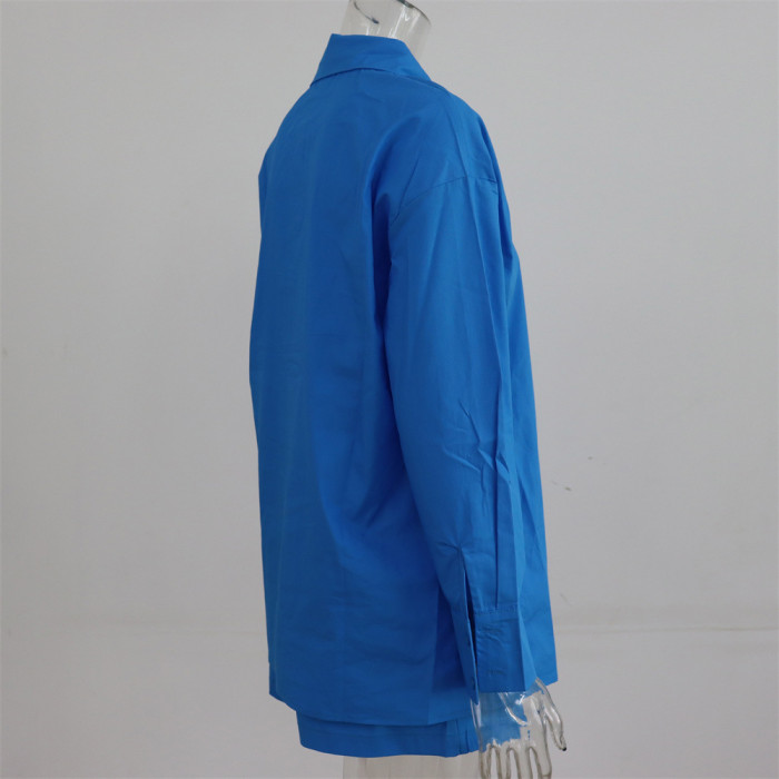 High Waist Shirt Suit Cotton Casual Women's Two piece Set