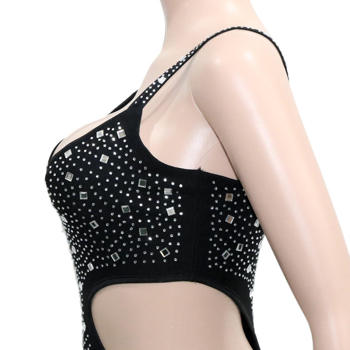 Crystal Rhinestone Hollow Out Sexy Jumpsuit