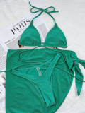 Bikini Solid Sexy Cover Up Swimsuit Three-Piece