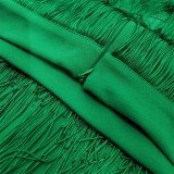 Women's High Waist Tassel Layered Tight Pencil Medium Skirt