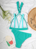 Color Block 2 Piece High Waist Swimwear 