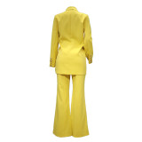 Business Women Professional Solid Blazer And Pants Two Piece Set