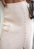 Pit Rib Split Button Skirt