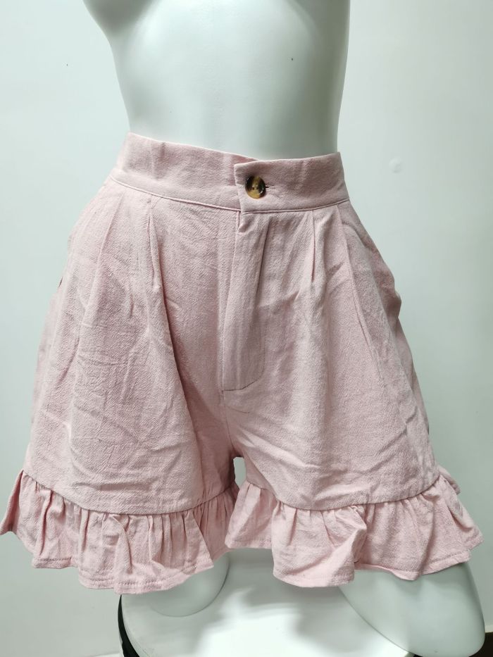 Women Casual Solid Wide Leg Loose Cotton Short Pants Korean Sweet Girls