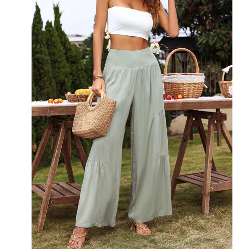 Wide Waistband Wide Leg Pants