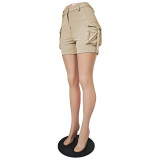 IHOOV High Waist Biker Cargo Shorts