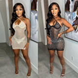 Crystal Rhinestone Sexy See Through Club Dress