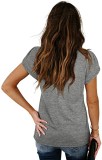 Solid V-neck Short Sleeve T-Shirt Top