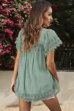 Lace Pom Pom Splicing Square Neck Blouse