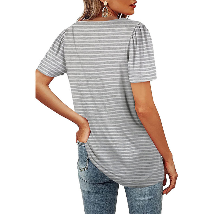 Square Neck Short Sleeve T-shirt Women's Top