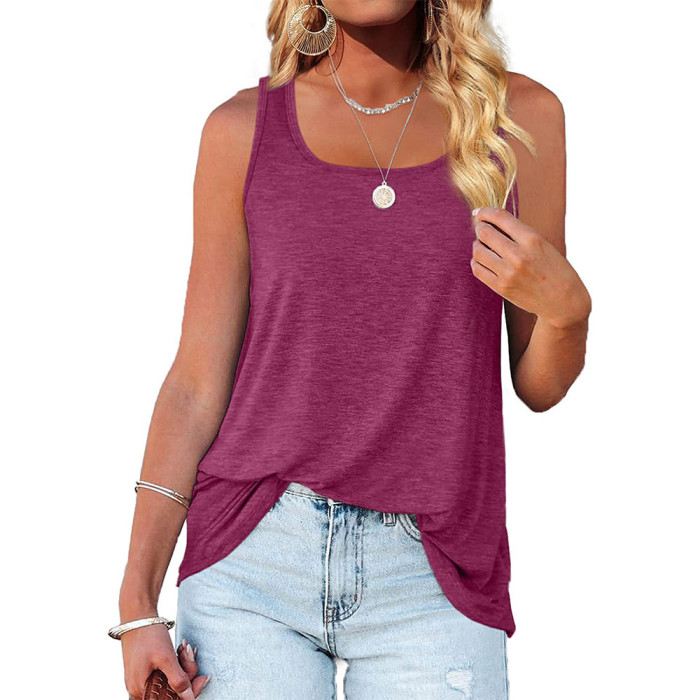 Square Neck Solid Tank T-shirt