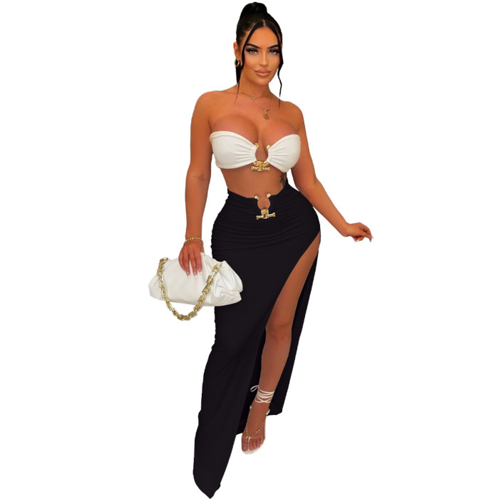 Chic  Hollow Out Caged Skirt Set