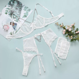Lace Sexy 3 Piece Garter Lingerie Set