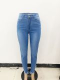 Blue Distressed Cropped Skinny Jeans