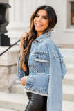 Women Beaded Denim Coat