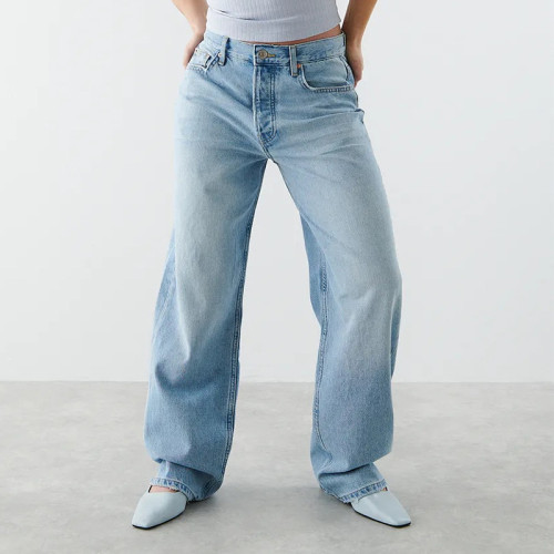 Women's Non Elastic Straight Wide Leg Jeans