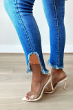 Blue Distressed Cropped Skinny Jeans