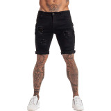 Men's Elastic Frayed Denim Shorts