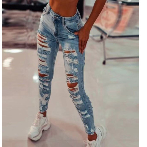 Wash Distressed Skinny Ankle Jeans