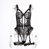 IHOOV Lace Hollow out See Through Sexy Teddy Lingerie
