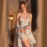 Backless Lace Up Sling Nightdress Robe Suit