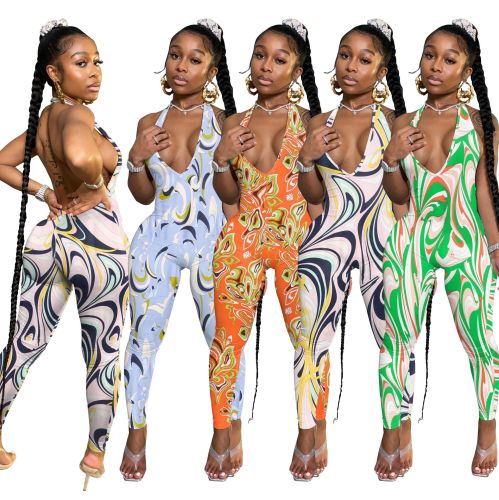 Summer Printed Sexy Pullover Jumpsuit