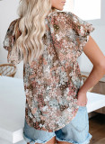 Women Summer Ruffle Short Sleeve Shirts Casual V Neck Chiffon Blouse Tank Tops