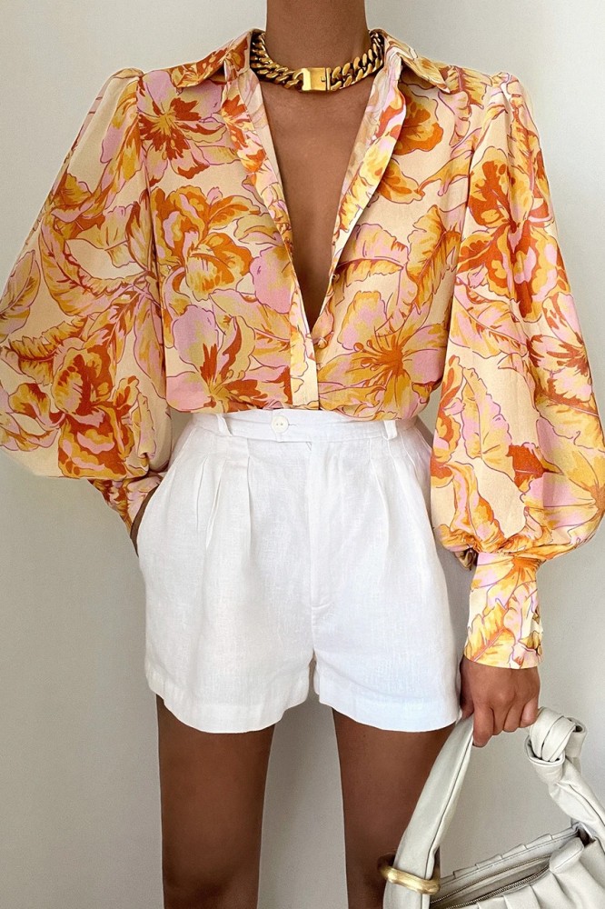 Chiffon Floral Print Elegant Blouse Shirt