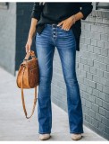 Women's Elastic Slim Flare Denim Pants