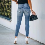 Blue High Waist Ankle-Length Skinny Jeans
