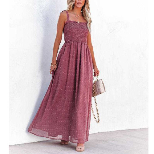 Holiday Suspender Chiffon Gary Long Dress