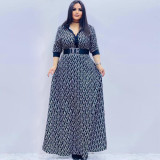 Printed Casual Loose Long Sleeved Dress