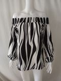 Chiffon Off Shoulder Striped Blouse Top