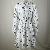 Star Print Chiffon Casual Skater Dress