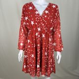 Star Print Chiffon Casual Skater Dress