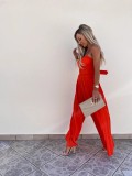 Spaghetti Strap Pleated Wide Leg Jumpsuit