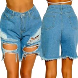 Ripped Sexy Elastic Denim Capris