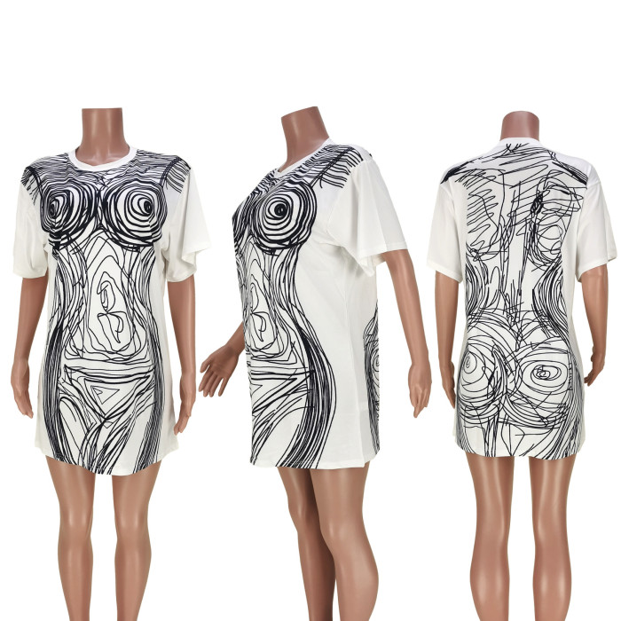 Line Art Body Print Dress