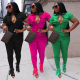 Solid Color Overalls Jumpsuits