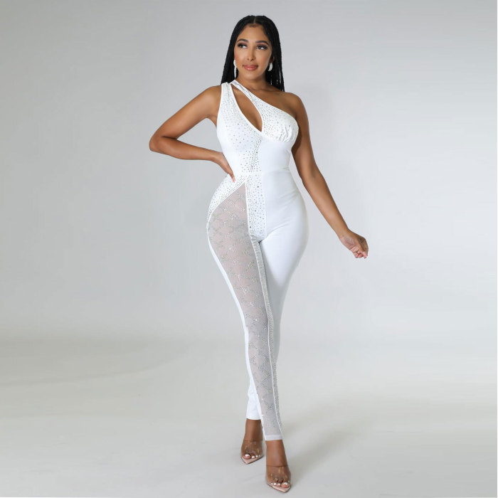 Sexy Beaded cut out Sleeveless Jumpsuit